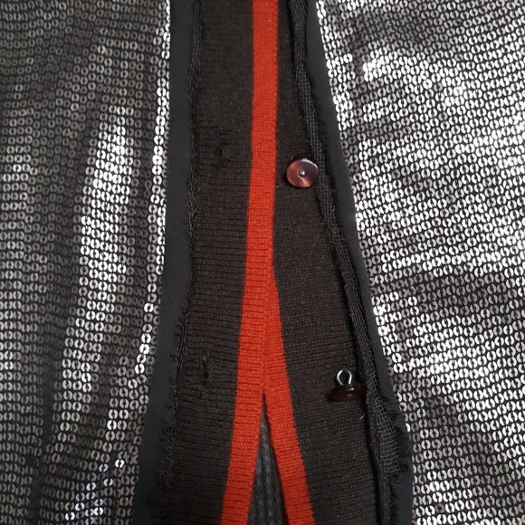 Robert Rodriguez women's brown sequined short sleeve cardigan with buttons - Picture 3 of 6